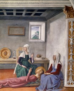 Zapowiedź śmierci św. Fina przez św. Grzegorza Wielkiego, detal (fresk autorstwa Domenico Ghirlandaio