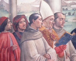 Śmierć św. Franciszka, scena z Cyklu życia św. Franciszka z Asyżu, 1486 fragment fresku z 85239 autorstwa Domenico Ghirlandaio