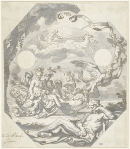 Projekt tarczy z mitologiczną alegorią autorstwa Domenico I Piola (attributed to)