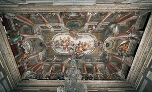 Ofiarowanie Jowiszowi kluczy do Świątyni Janusa (albo Alegorii Pokoju), stropu posadzki szlacheckiej, ok. 1665 (fresk)