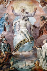 Jezus i Bóg Ojciec. Fresk. Genua. Włochy.