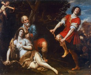 Silvio i Dorinda, Domenico Fiasella (1589-1669), olej na płótnie