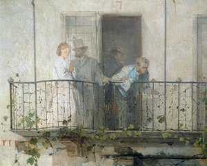 Wiadomość o pokoju w Villafranca, autor Domenico Induno, detal autorstwa Domenico Induno
