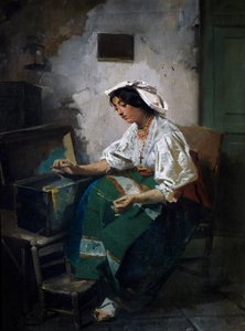 Dziewczyna do szycia autorstwa Domenico Induno
