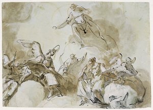 Chrystus wśród aniołów w obłokach