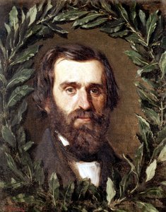 Portret włoskiego kompozytora Giuseppe Verdiego (1813 - 1901). Obraz Morelli. autorstwa Domenico Morelli