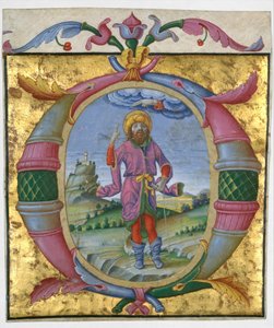 Dawid ze stopą w pętli w inicjale O, ca. 1500.