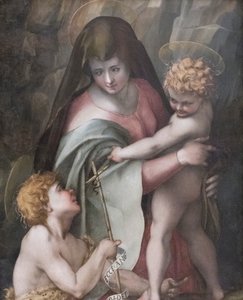 Madonna z Dzieciątkiem i św. Janem, Domenico Puligo (olej na desce)