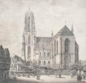 Litho - Frankfurt - Katedra Cesarska - Quaglio - 1819 r. autorstwa Domenico Quaglio the Younger