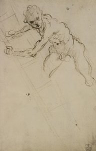 Studium postaci do Ukrzyżowania (węgiel na papierze) autorstwa Domenico Robusti Tintoretto