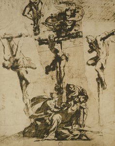 Studium ukrzyżowania i omdlenia Dziewicy autorstwa Domenico Robusti Tintoretto