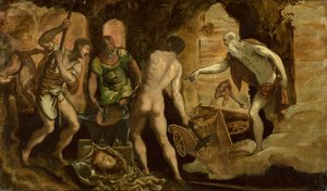 Kuźnia Wulkana, ok. 1544-1548 (olej na płótnie) autorstwa Domenico Robusti Tintoretto