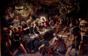 Ostatnia wieczerza (La cene) Obraz Jacopo Robustiego powiedział Tintoret (Tintoretto) (1518-1594) 1592-1594 Nd. 365x568 cm Wenecja, kościół San Giorgio
