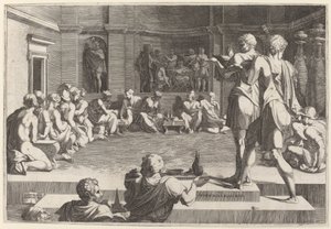 Bankiet Aleksandra Wielkiego autorstwa Domenico del Barbiere after Francesco Primaticcio