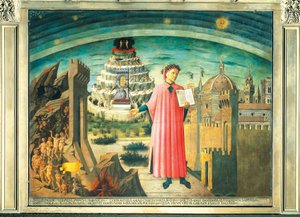 Dante i jego wiersz „Boska komedia” autorstwa Domenico di Michelino
