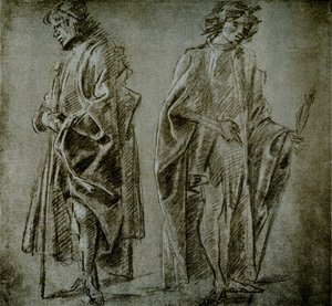 Studia draperii dla dwóch postaci męskich autorstwa Domenico school of Ghirlandaio