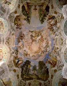 Fresk zdobiący kopułę klasztoru Schussenried autorstwa architekta Domenikusa Zimmermanna (1685-1766) 1730-1731 Schussenried, Niemcy autorstwa Dominikus Zimmermann