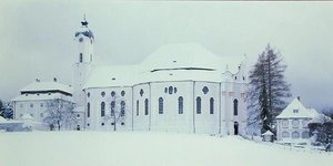 Widok Wieskirche w śniegu (zdjęcie) autorstwa Dominikus Zimmermann