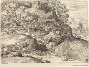 Krajobraz z młynem autorstwa Dominique Barrière after Titian