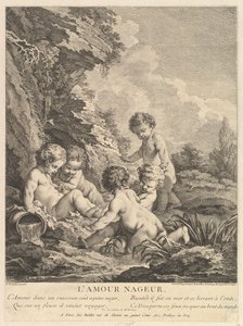 Pływanie dla dzieci, ca. 1741 autorstwa Dominique Sornique
