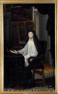 Portret królowej Marii Anny Austrii wdowy (1634 - 1696). Obraz Juana Carreno De Miranda (1614-1685) Ec. Esp