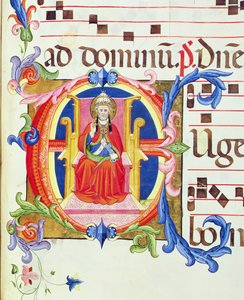 Ms 572 f.125r Historyczny inicjał „E” przedstawiający św. Piotra jako pierwszego biskupa Rzymu z antyfony z Santa Maria del Carmine