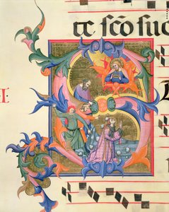 Ms 572 f.32v Historyczny inicjał „S” przedstawiający ukamienowanie św