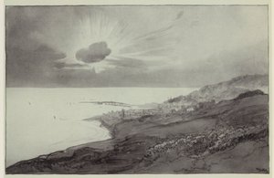 Lyme Regis ze wzgórz Charmouth (litografia) autorstwa Donald (after) Maxwell