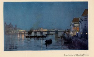 Nokturn Charing Cross z „Nowych świateł Londynu”, wydana w 1926 r. (litografia kolorowa)