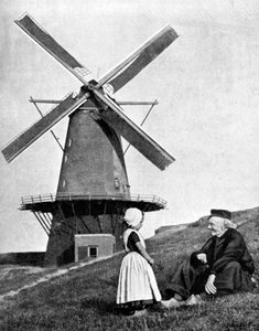 Tradycyjna scena holenderska z wiatrakiem, Holandia, 1936 autorstwa Donald McLeish