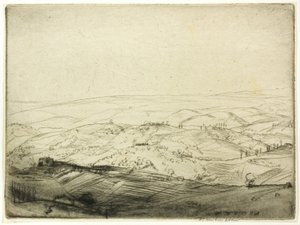 Szkic z murów San Gimignano autorstwa Donald Shaw MacLaughlan