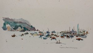 Rapallo, ok. 1979 (akwarela na papierze) autorstwa Donatella Merlo