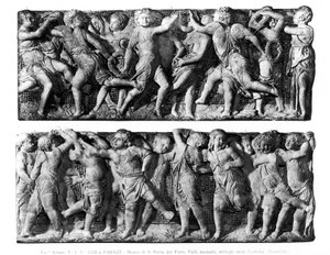 Dancing Putti Panel, z Cantorii, Śpiewającej Galerii Duomo (marmur) autorstwa Donatello