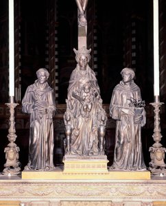 Włochy, Padwa, bazylika św. Antoniego Padewskiego, Grupa Matki Boskiej z Dzieciątkiem ze świętymi, autorstwa Donatello (ok. 1386-1466), brąz autorstwa Donatello