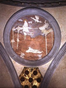 Św. Jan na Patmos, medalion ze spandreli, ok.1425 (tynk) autorstwa Donatello