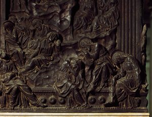 Kult w ogrodzie, fragment z lewej ambony, autorstwa Donatello (1386-1466), bazylika św. Wawrzyńca, Florencja, Włochy autorstwa Donatello