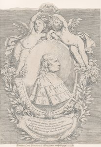 Portret Giovanniego Girolamo Sbaraglia, w owalu otoczony dwoma puttami na rogu obfitości..., 1716. autorstwa Donato Creti