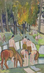 Żołnierze nad strumieniem, 1920 (wc na papierze) autorstwa Dora Carrington