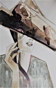 Elegancki portret modowy z kapeluszem autorstwa Doris Schmitz