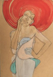 Elegancka kobieta w czerwonym kapeluszu autorstwa Doris Schmitz