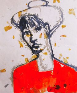 Wyrazisty czerwony portret autorstwa Doris Schmitz
