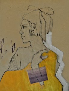 Zamyślony żółty portret autorstwa Doris Schmitz