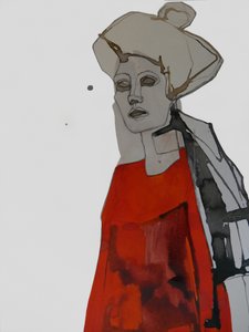 Stylowy czerwony portret autorstwa Doris Schmitz