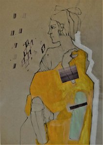 Przemyślany żółty portret autorstwa Doris Schmitz