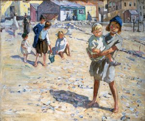 Na plaży (olej na płótnie) autorstwa Dorothea Sharp