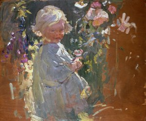 Zbieranie kwiatów (olej na płycie) autorstwa Dorothea Sharp