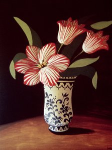 Tulipan w paski (akryl na panelu) autorstwa Dory Coffee