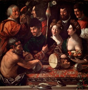 Bambocciata (malarstwo burleski). Czary lub alegoria Herkulesa. Obraz Giovanniego Luteri dit Dosso Dossi (ok. 1479-1542). XVI w. niedz. 143x144 cm Galleria degli Uffizi (Biura), Florencja, Włochy.