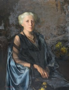 Dama w niebieskim płaszczu (olej na płótnie) autorstwa Douglas Gordon Shields