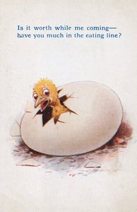 Otwarcie jajka (kolorowa litografia)
